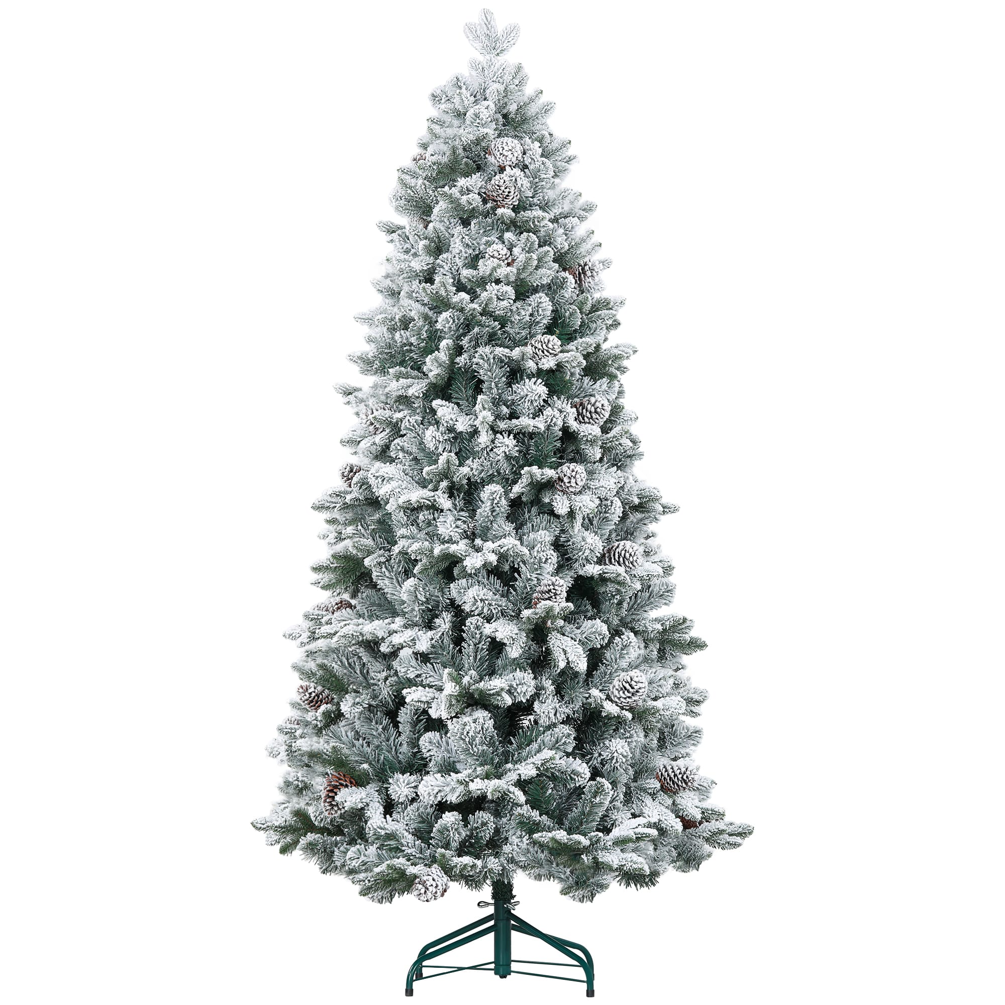 HOMCOM Sapin de Noël artificiel 180 cm Arbre de Noël avec support en métal 1489 branches enneigées