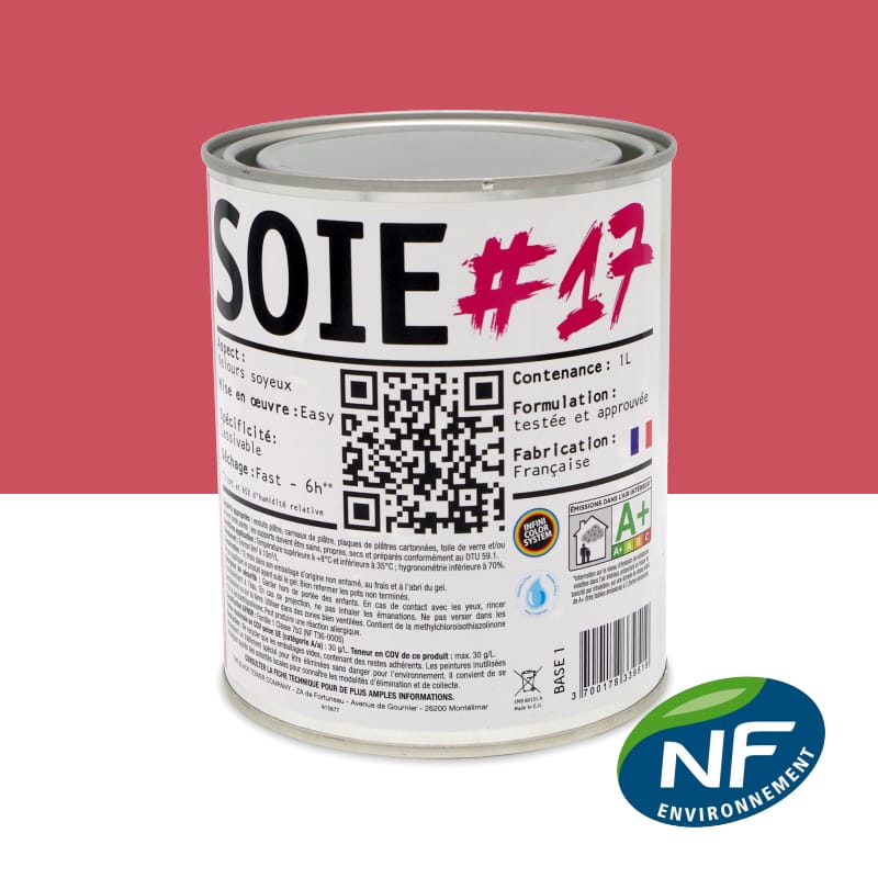 SOIE #17 - Peinture finition acrylique velours RAL 3017 - Rose Rosé 1L