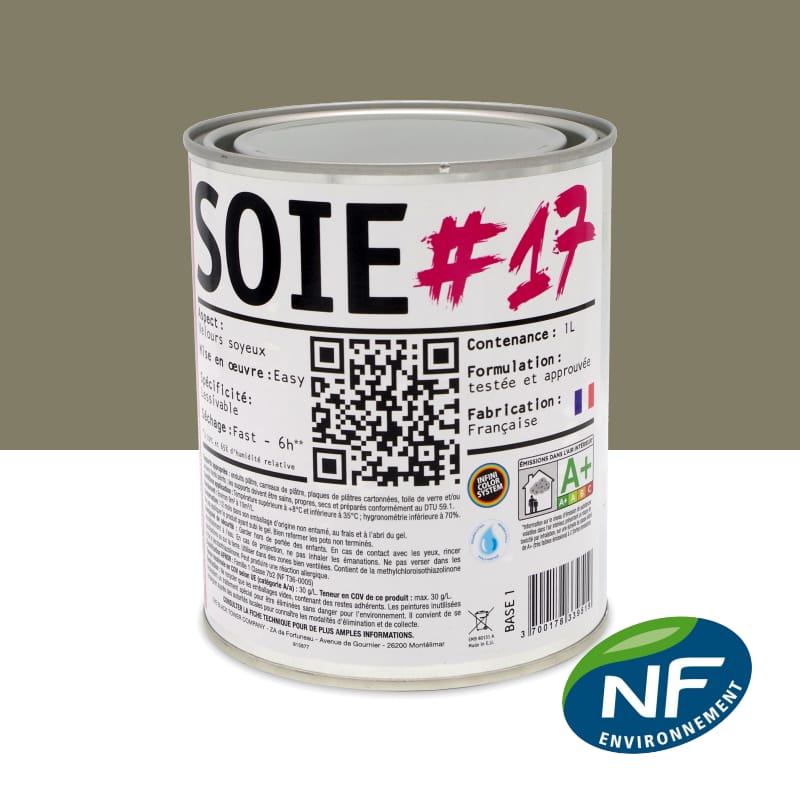 SOIE #17 - Peinture finition acrylique velours RAL 7002 - Gris olive 1L