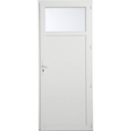 Porte de service PVC 1 vantail ouverture à la française avec Oculus avec pose