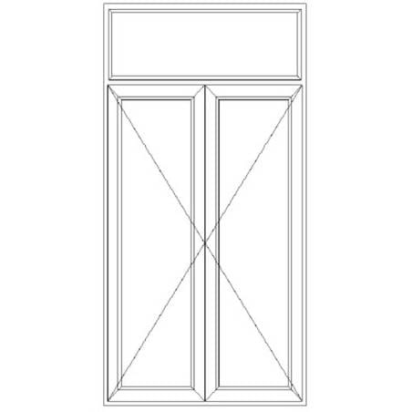 Porte fenêtre PVC 2 vantaux ouverture à la française avec imposte fixe avec pose