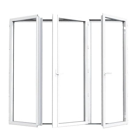 Porte fenêtre 3 vantaux ouverture à la française Alu ouvrant caché