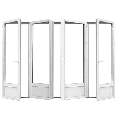 Porte fenêtre 4 vantaux ouverture à la française avec soubassement Alu ouvrant caché avec pose