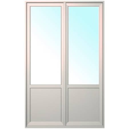 Porte fenêtre ALU ouvrant caché 2 vantaux ouverture à la française avec soubassement avec pose