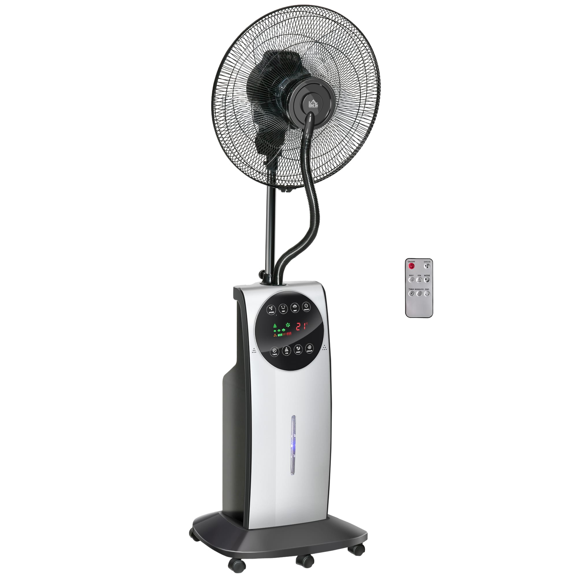 HOMCOM Ventilateur de Brouillard Oscillant 3 Modes 3 Vitesses Atomisation Réglable sur 3 Positions Affichage LED 3 1 L Minuterie Télécommande HOMCOM Ventilateur de Brouillard Oscillant 3 Modes 3 Vitesses Atomisation Réglable sur 3 Positions Affichage LED 3 1 L Minuterie Télécommande