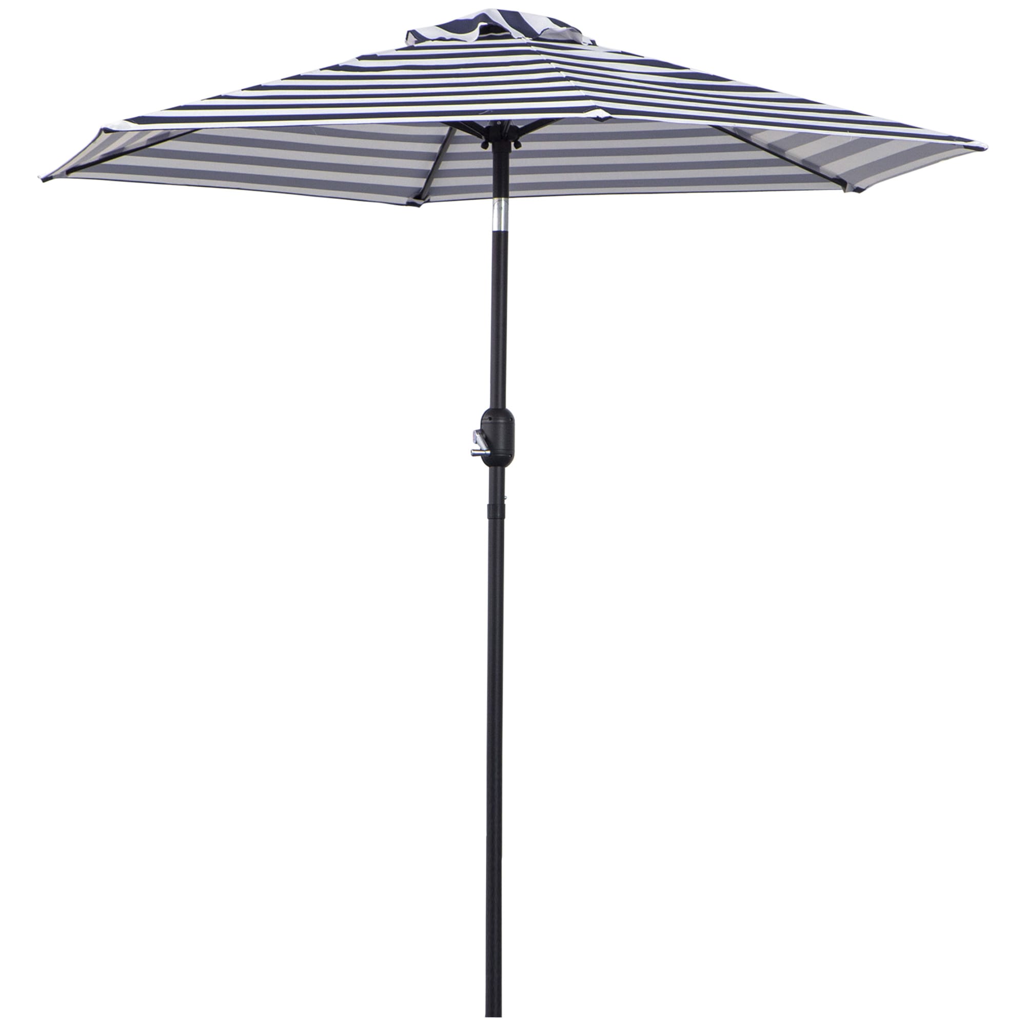 Outsunny Parasol de Jardin pour Terrasse en Acier à l'Extérieur Rayures Bleues Ø230 x 216 cm