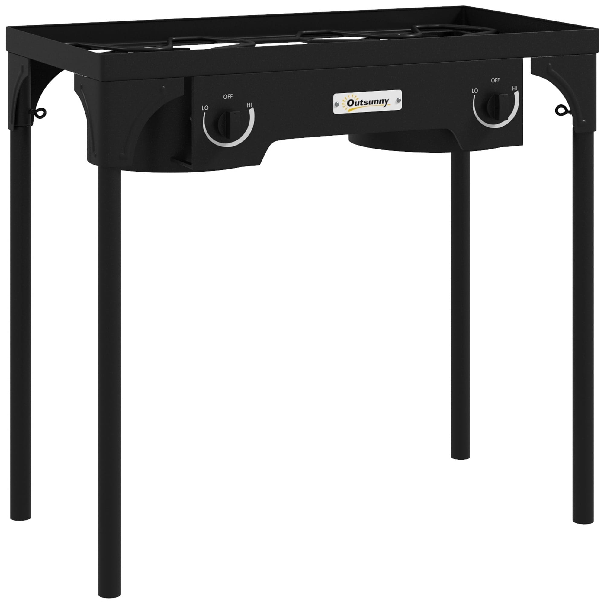 Outsunny Réchaud 2 brûleurs au propane portable 150 000 BTU/h avec 2 pieds amovibles pour extérieur