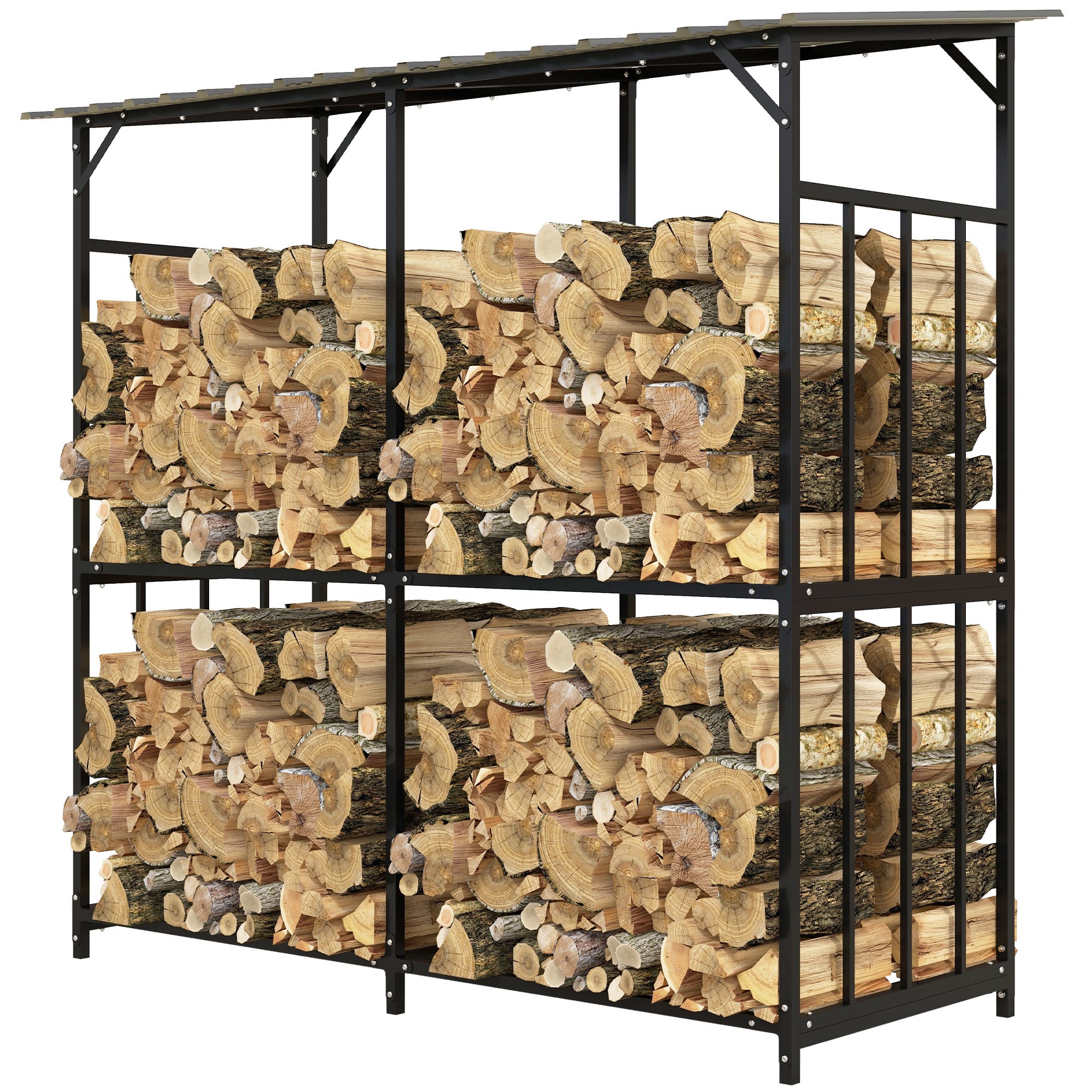 Outsunny Abri à bois en acier galvanisé à 2 niveaux