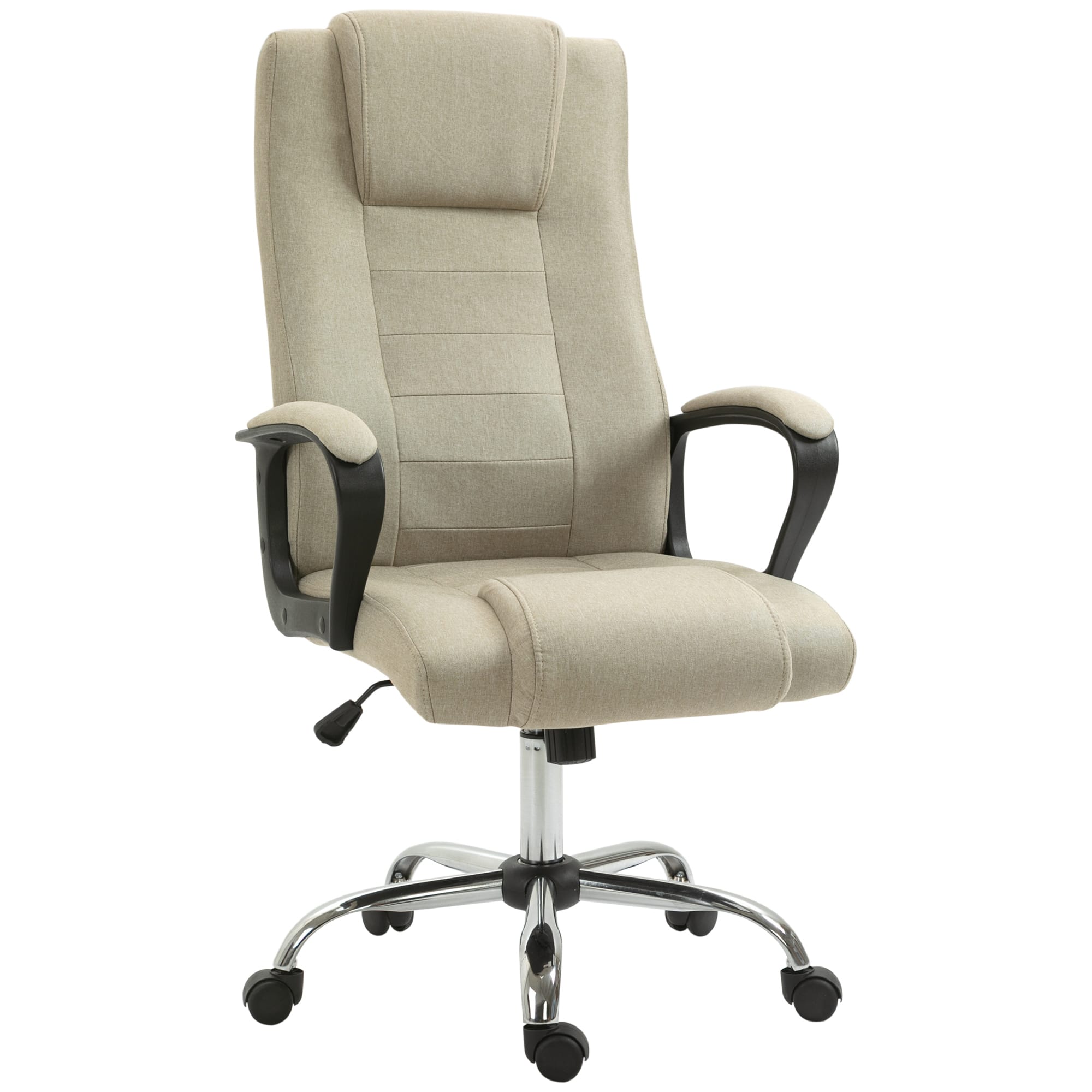 HOMCOM Fauteuil chaise de bureau à roulettes chaise manager ergonomique pivotante hauteur réglable lin 62 x 62 x 119 cm kaki