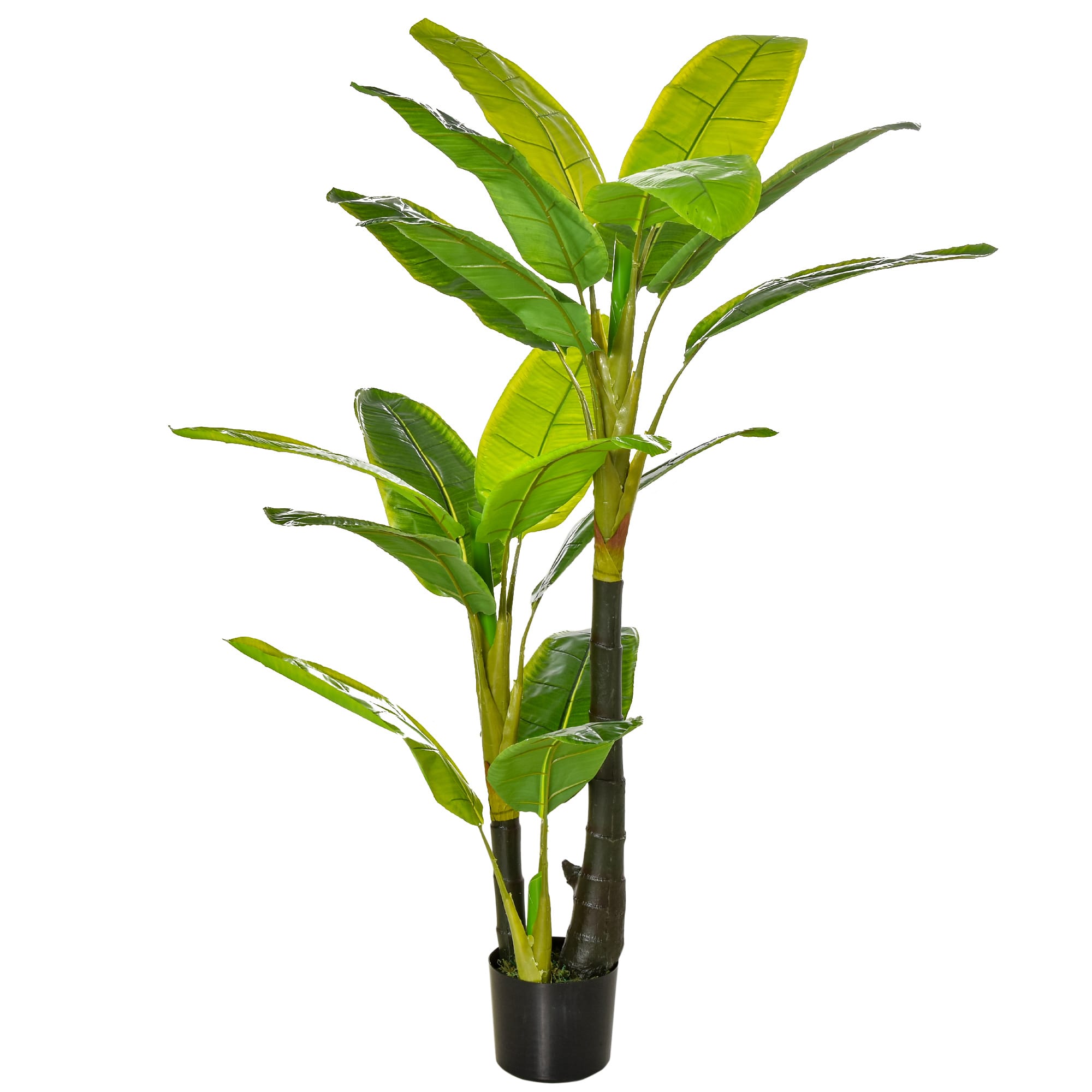 HOMCOM Plantes Artificielles 150 cm Faux Bananier en Pot Arbre Artificiel Faux Arbre Plante Décorative Plante de Bureau Pot en Plastique