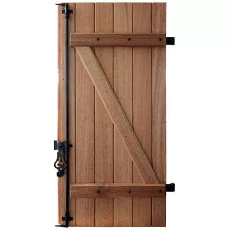 Volet battant BOIS Exotique Rouge Lames Verticales 27 mm 1 vantail