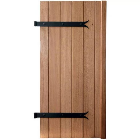 Volet battant BOIS Exotique Rouge Lames Verticales 27 mm 4 vantaux avec pose