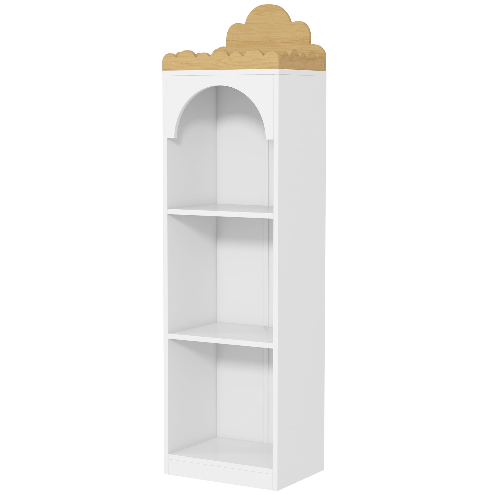 AIYAPLAY Bibliothèque pour enfants avec étagère 3 niveaux joli design nuage pour chambre coin lecture blanc