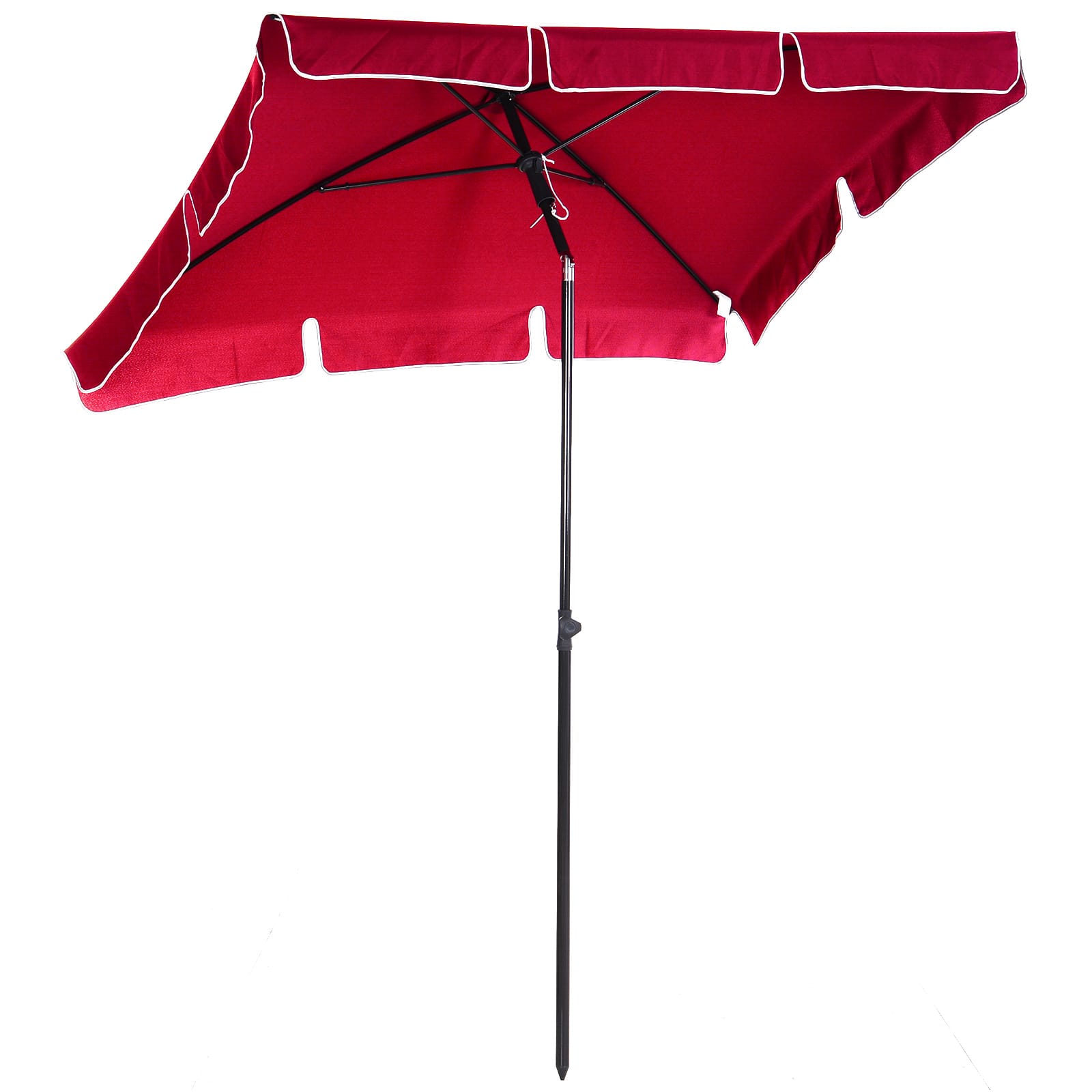 Outsunny Parasol Rectangulaire Inclinable Rouge 2m Aluminium Polyester Haute Densité Anti-UV   Aosom France