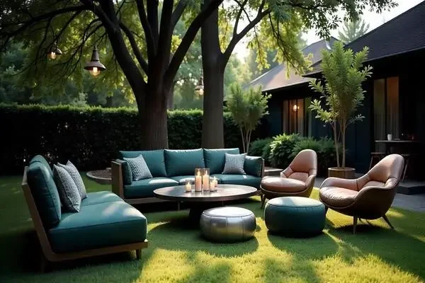 Un jardin avec des amÃƒÂ©nagements extÃƒÂ©rieurs